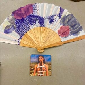 Frida Kahlo Hand Fan & Coaster Set 🧡